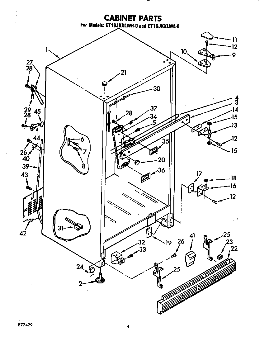 Whirlpool ET16JKXLWL0 cabinet diagram