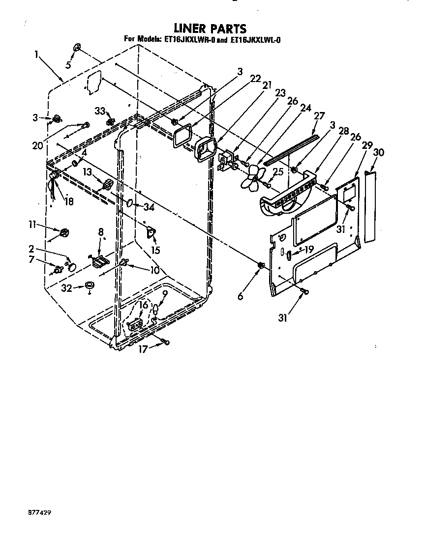 Whirlpool ET16JKXLWL0 liner diagram
