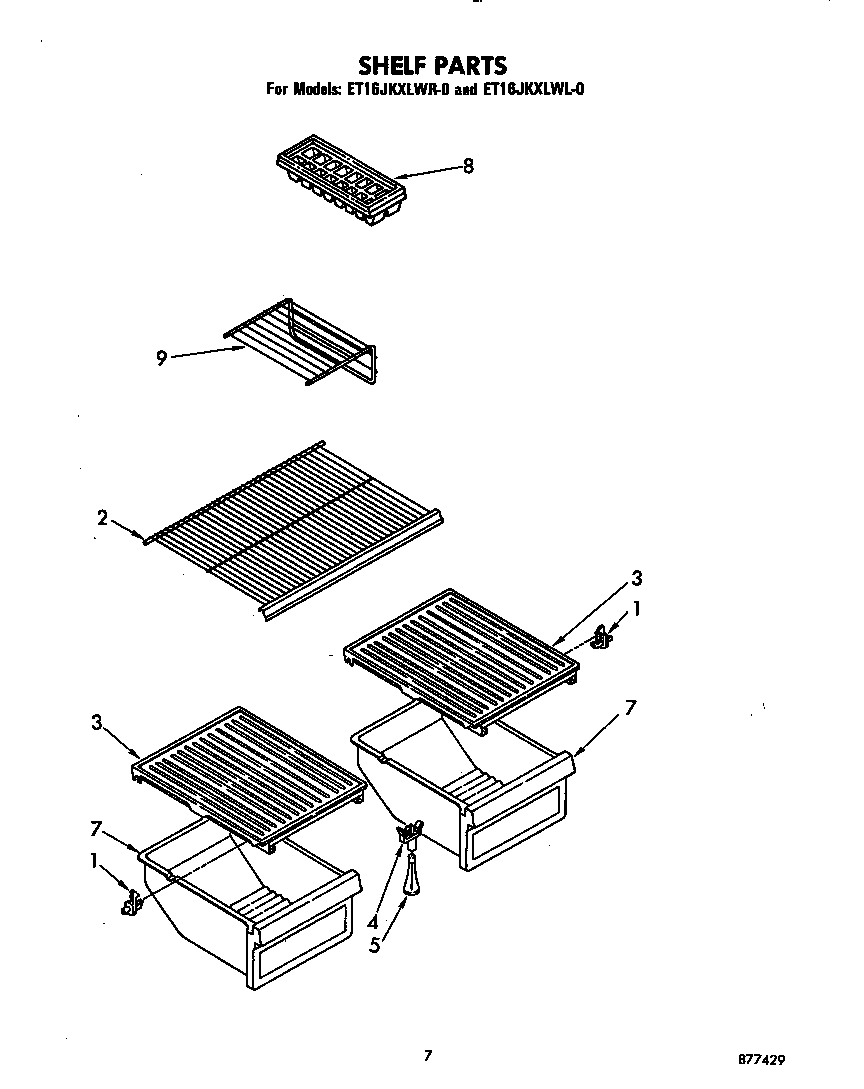 Whirlpool ET16JKXLWL0 shelf diagram