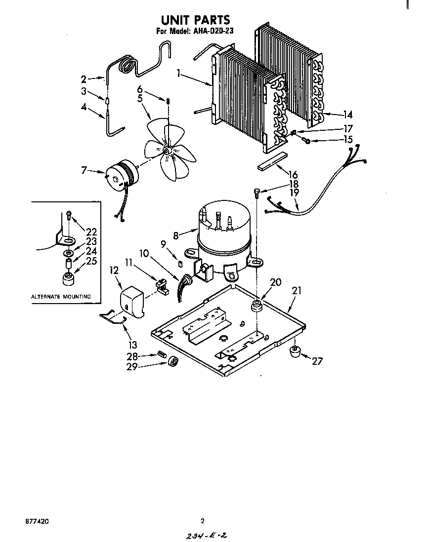 Whirlpool AHA02023 unit parts diagram