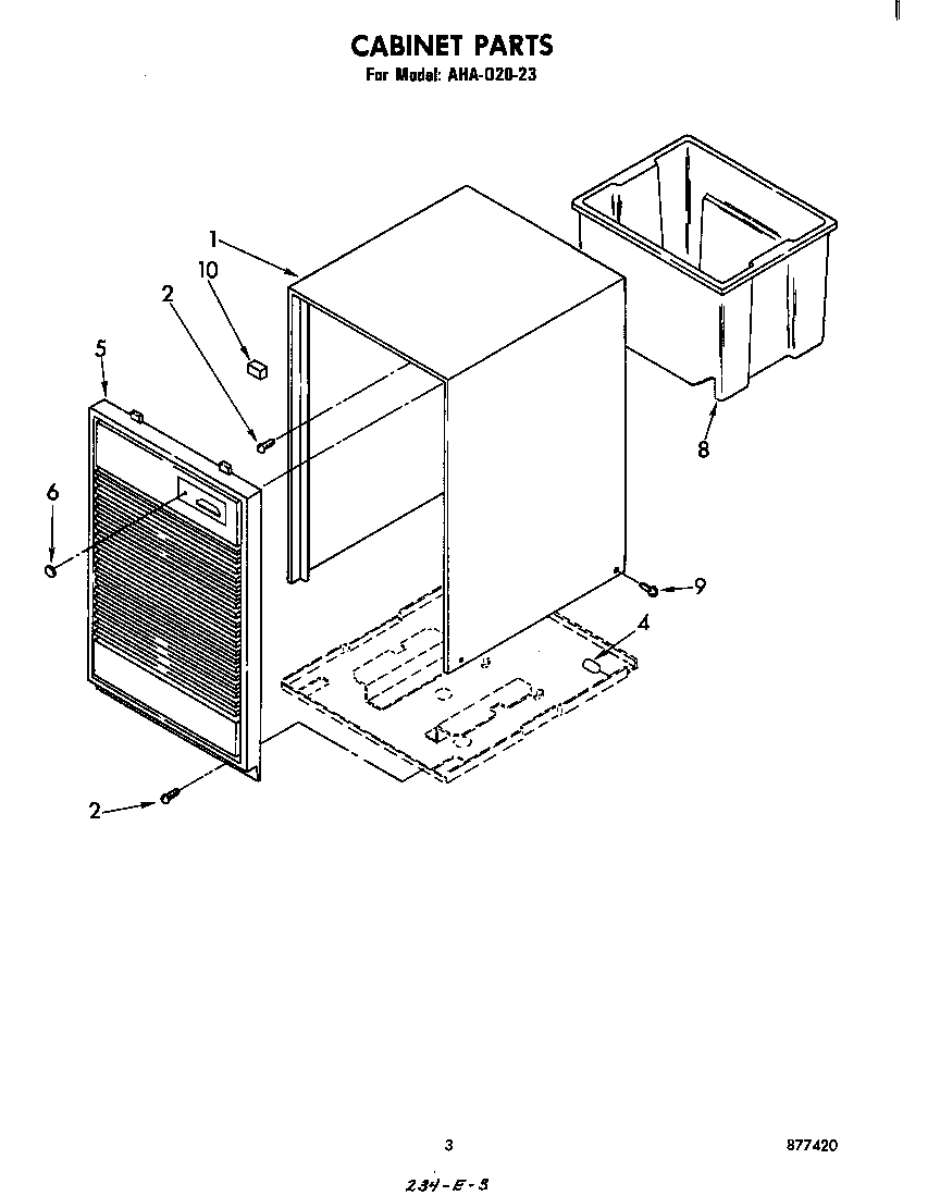 Whirlpool AHA02023 cabinet parts diagram