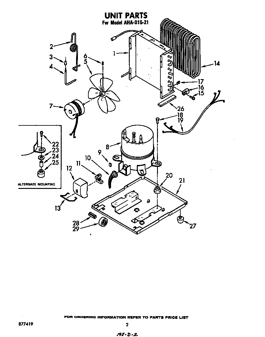 Whirlpool AHA01521 unit parts diagram