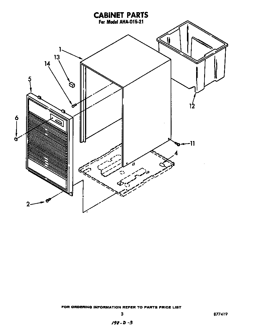 Whirlpool AHA01521 cabinet parts diagram