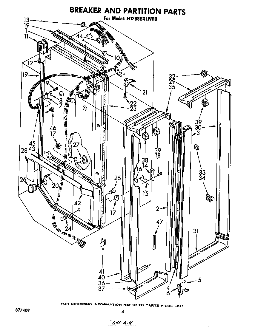 Whirlpool ED26SSXLWR0 breaker and partition diagram