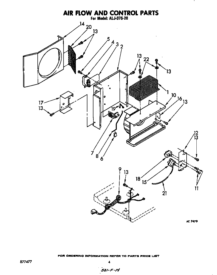 Whirlpool ALJ07520 air flow and control parts diagram