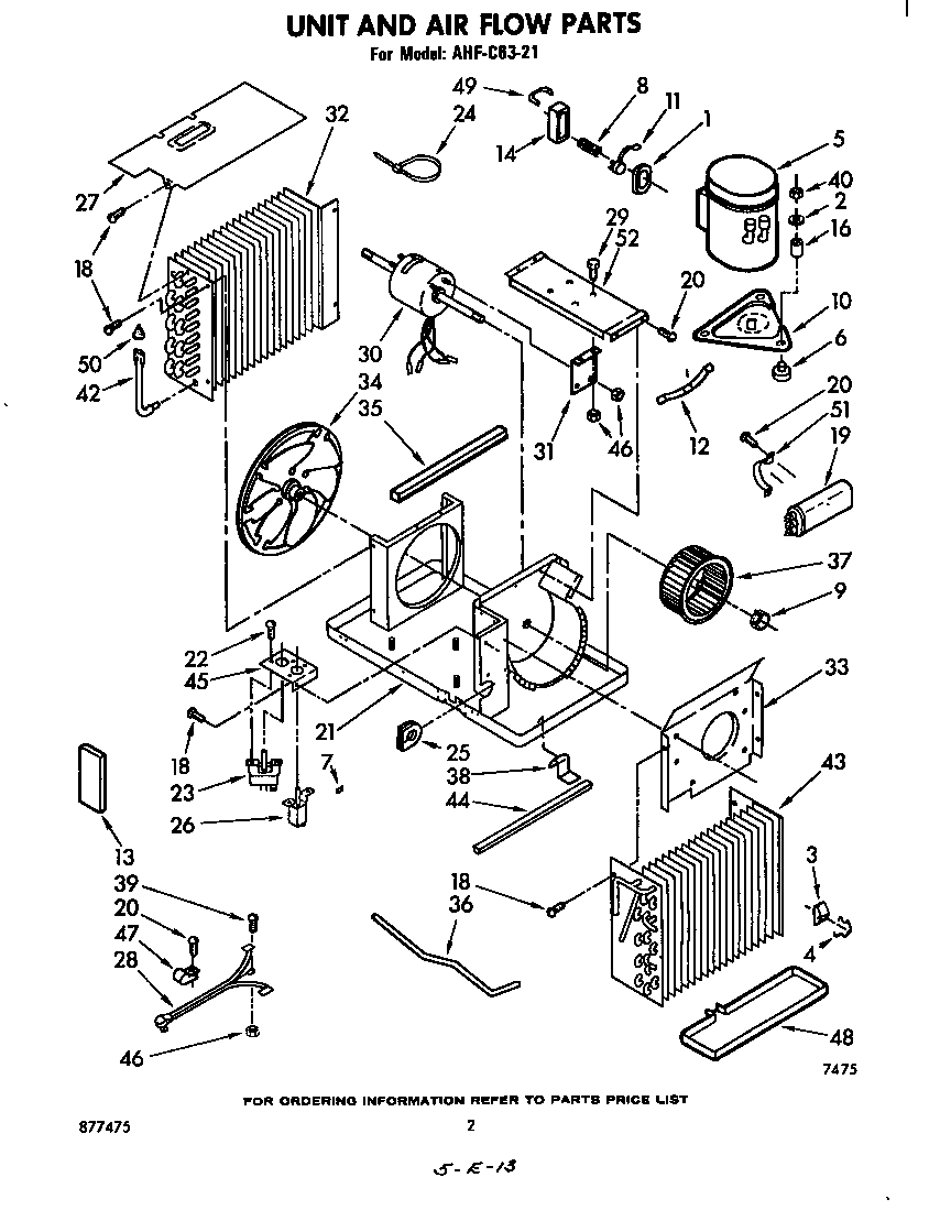 Whirlpool AHFC6321 unit and air flow parts diagram