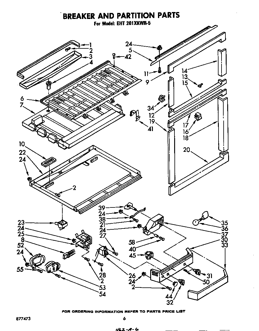 Whirlpool EHT201XKWR5 breaker and partition diagram