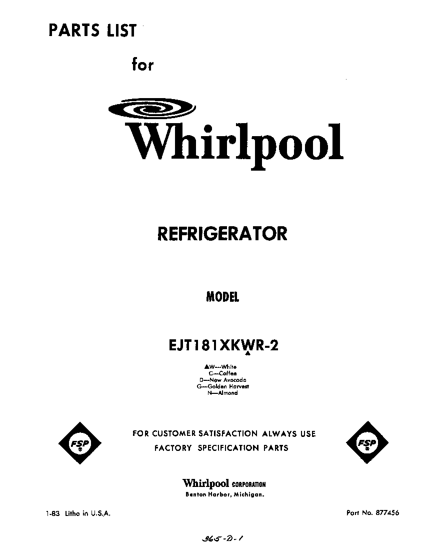 Whirlpool EJT181XKWR2 front cover diagram