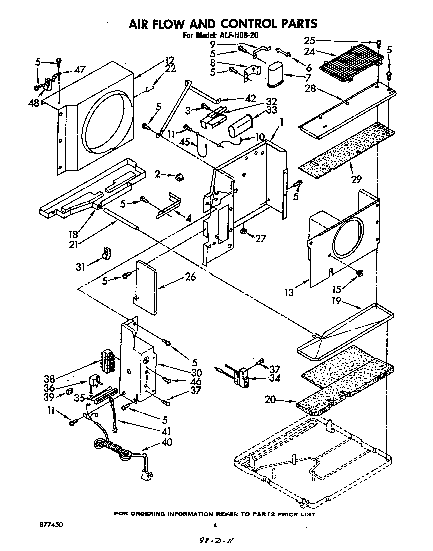 Whirlpool ALFH0820 air flow and control parts diagram