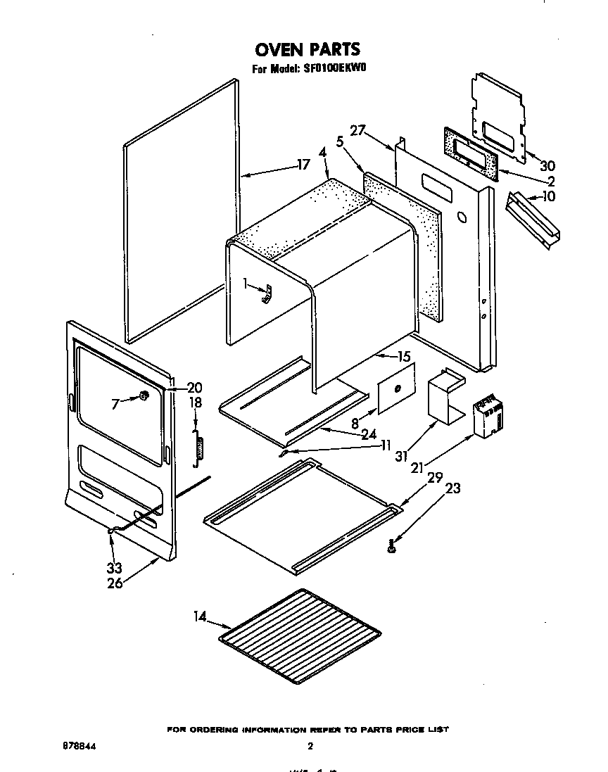 Whirlpool SF0100EKW0 oven diagram