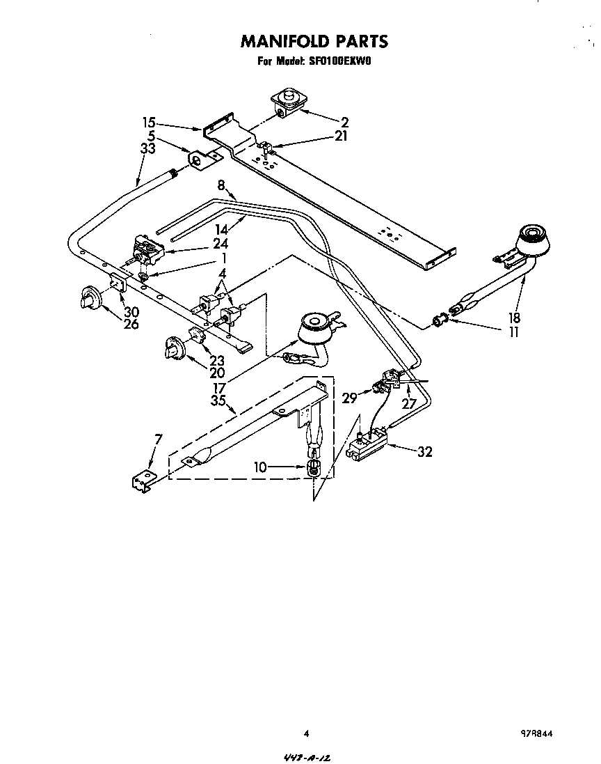 Whirlpool SF0100EKW0 manifold diagram