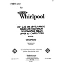 Whirlpool SE953PEKT0 front cover diagram
