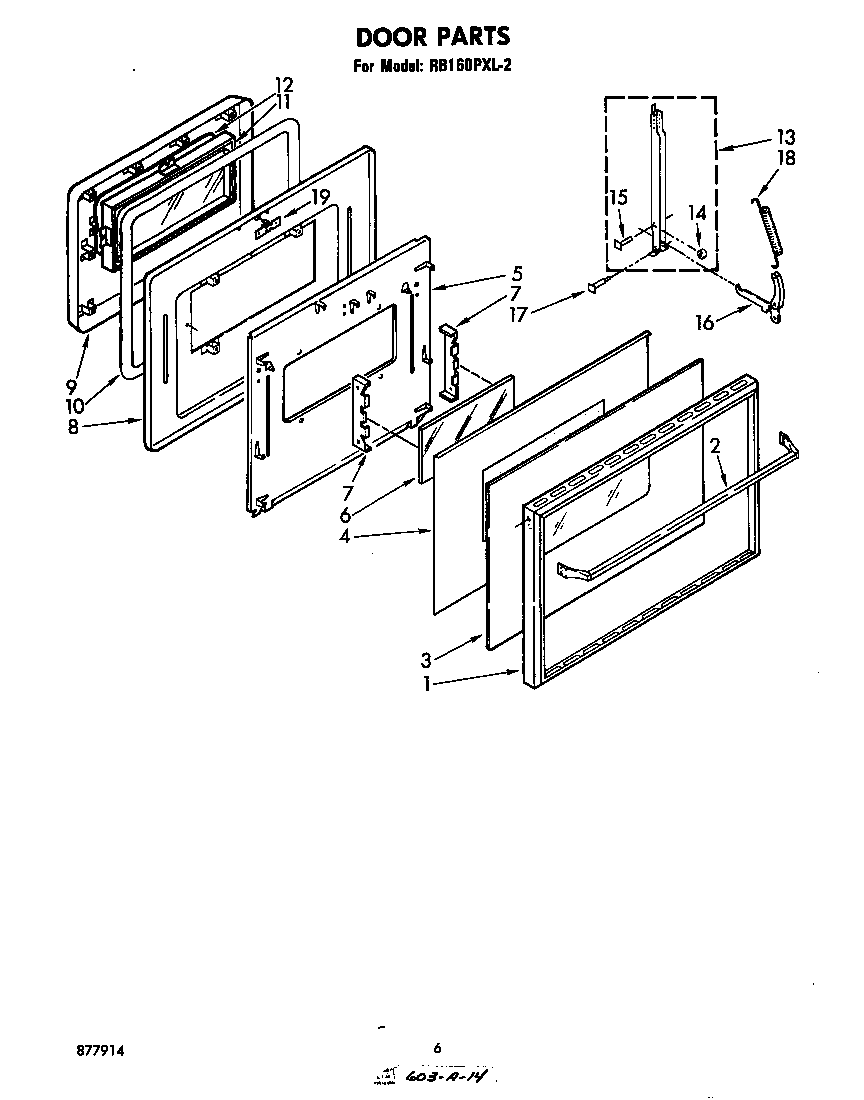 Whirlpool RB160PXL2 door parts diagram