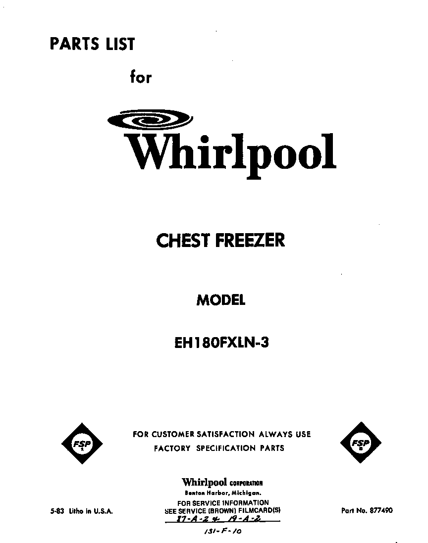 Whirlpool EH180FXLN3 null diagram