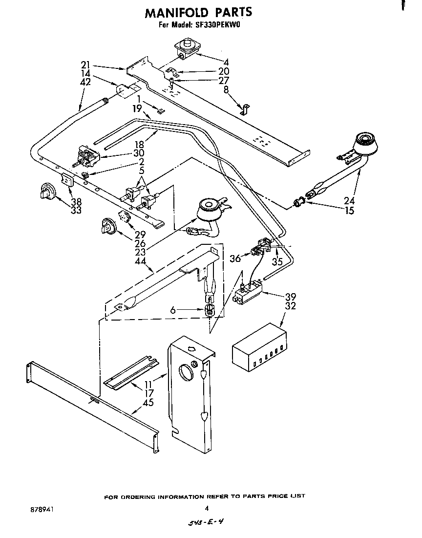 Whirlpool SF330PEKW0 manifold diagram