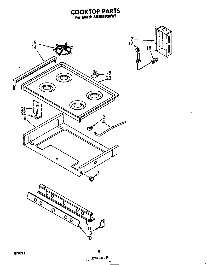 Whirlpool SM958PSKW1 cooktop diagram