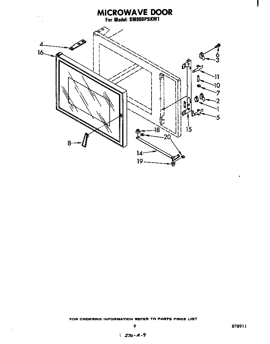 Whirlpool SM958PSKW1 microwave door diagram