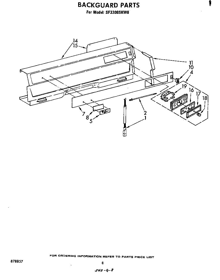 Whirlpool SF3300SKW0 backguard diagram