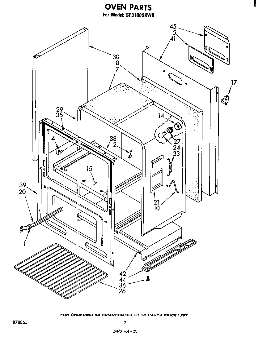 Whirlpool SF3100SKW0 oven diagram