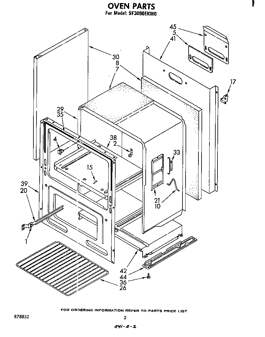 Whirlpool SF3000EKW0 oven diagram