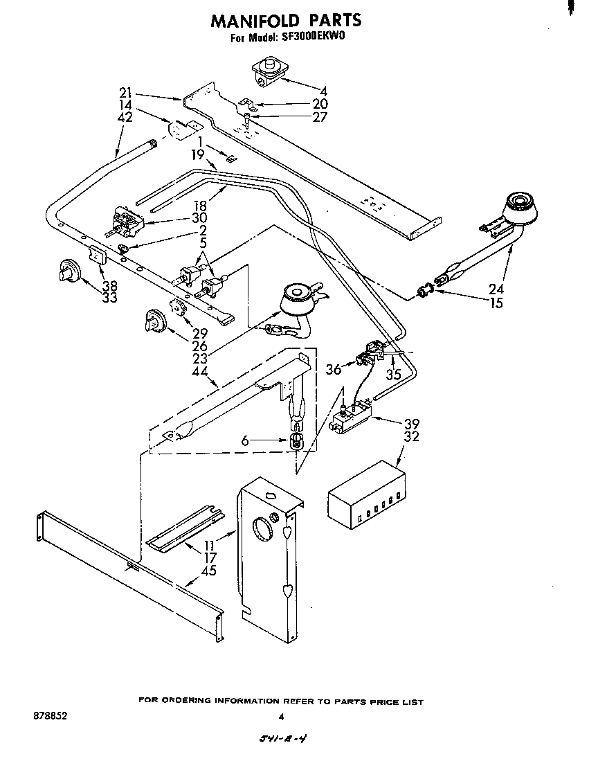 Whirlpool SF3000EKW0 manifold diagram