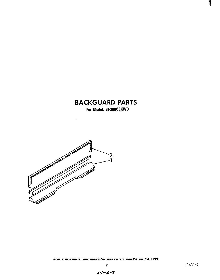 Whirlpool SF3000EKW0 backguard diagram