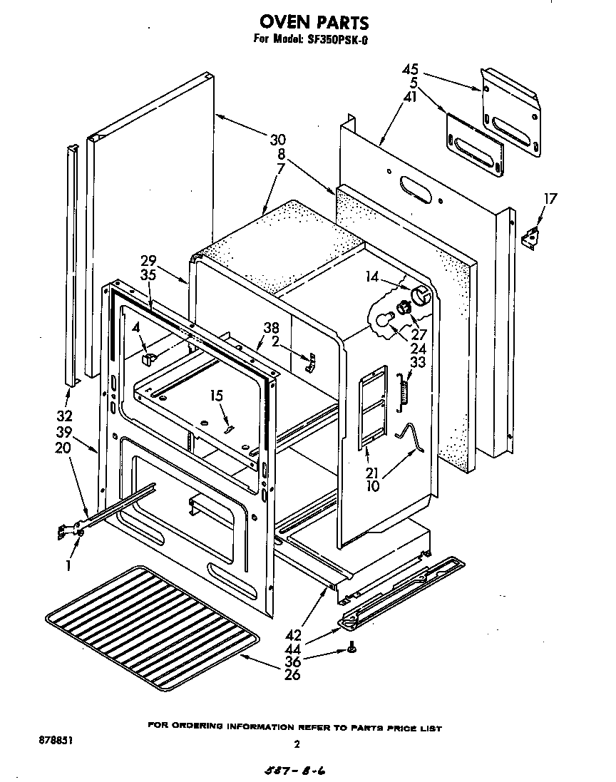Whirlpool SF350PSK0 oven diagram