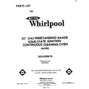 Whirlpool SF333PEKT0 front cover diagram