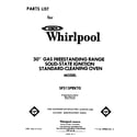 Whirlpool SF313PEKT0 front cover diagram