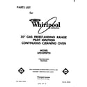 Whirlpool SF333PSPT0 front cover diagram