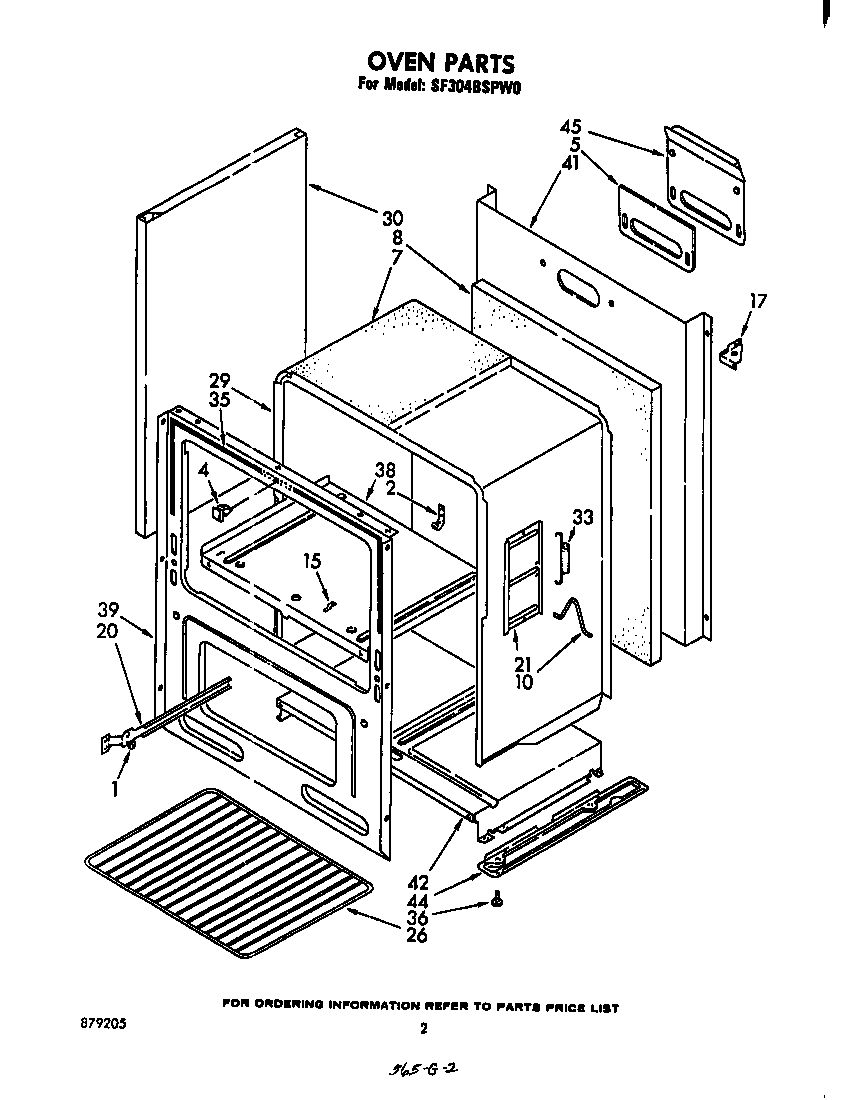 Whirlpool SF304BSPW0 oven diagram