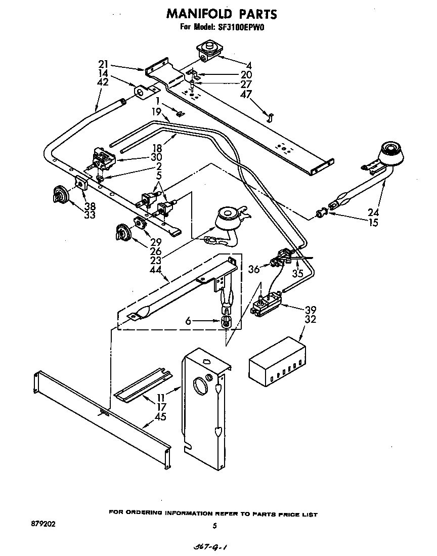 Whirlpool SF3100EPW0 manifold diagram