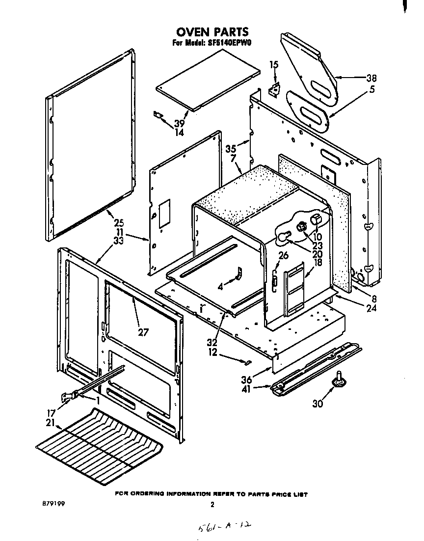 Whirlpool SF5140EPW0 oven diagram