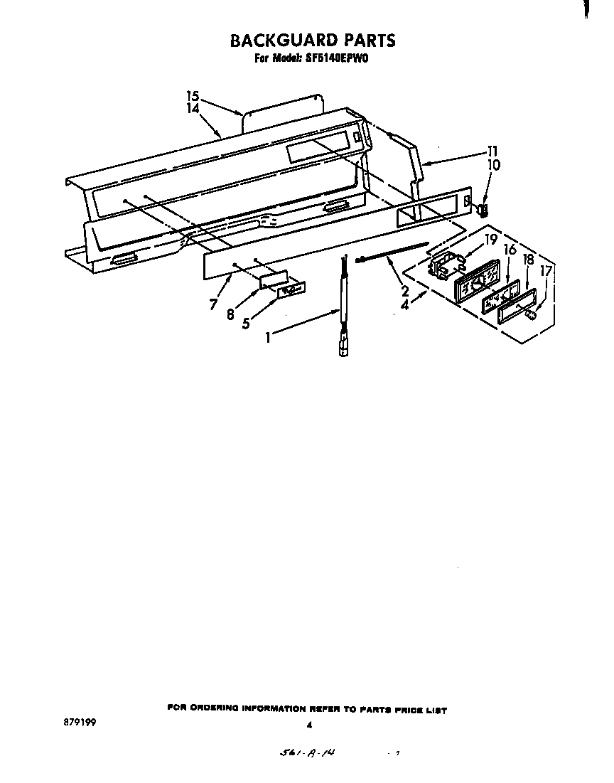 Whirlpool SF5140EPW0 backguard diagram