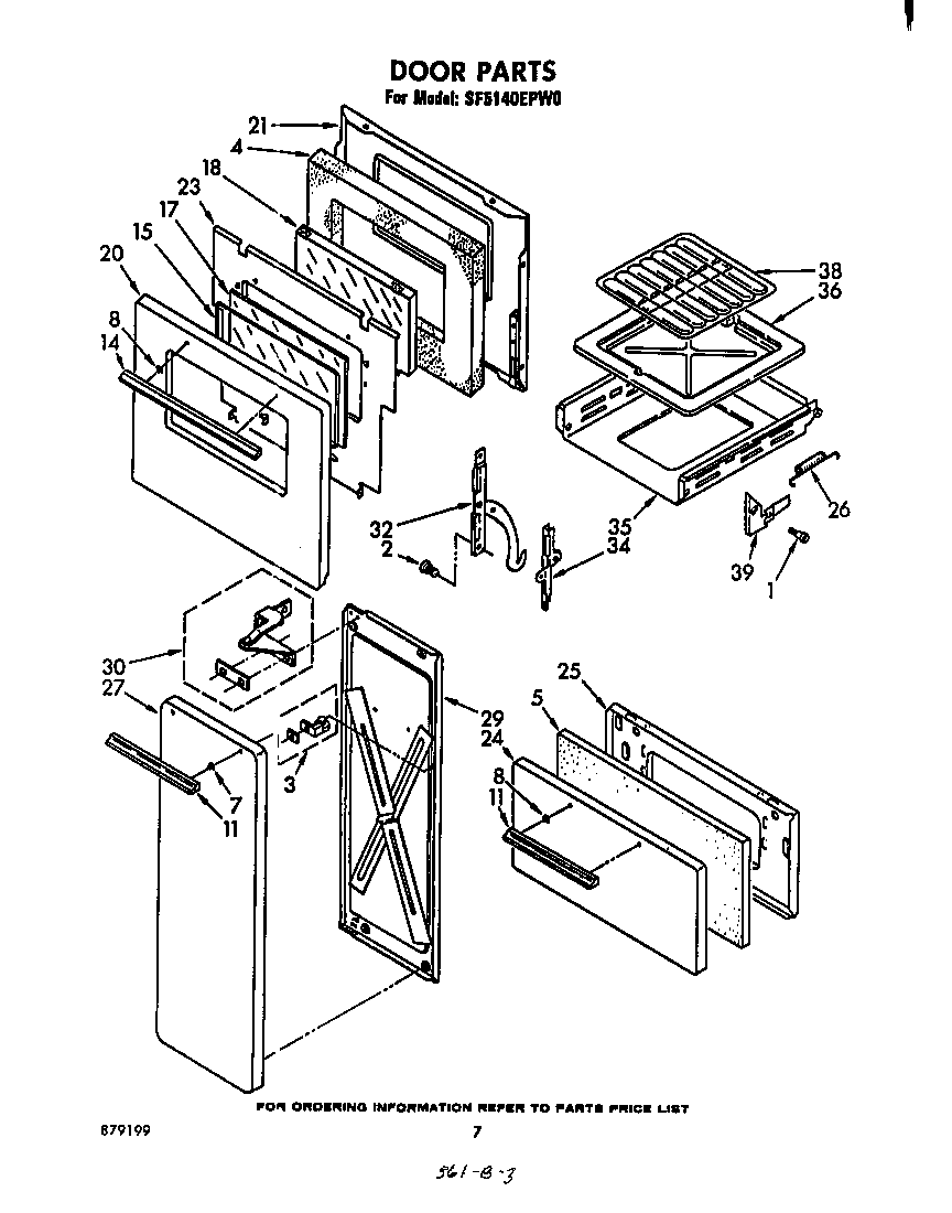 Whirlpool SF5140EPW0 door diagram
