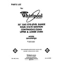 Whirlpool SE950PEPW0 front cover diagram