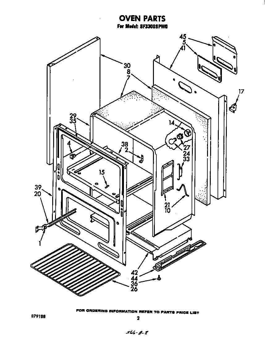 Whirlpool SF3300SPW0 oven diagram