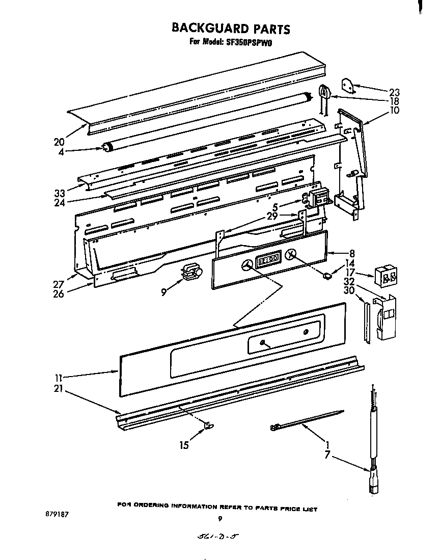 Whirlpool SF350PSPW0 backguard diagram