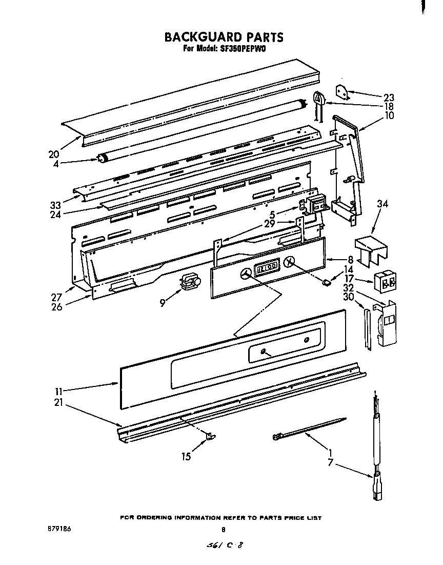 Whirlpool SF350PEPW0 backguard diagram