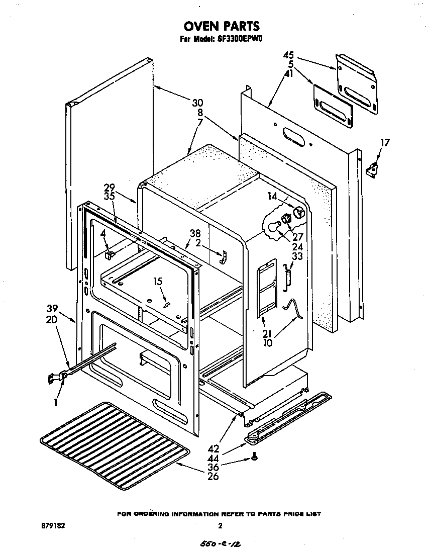 Whirlpool SF3300EPW0 oven diagram