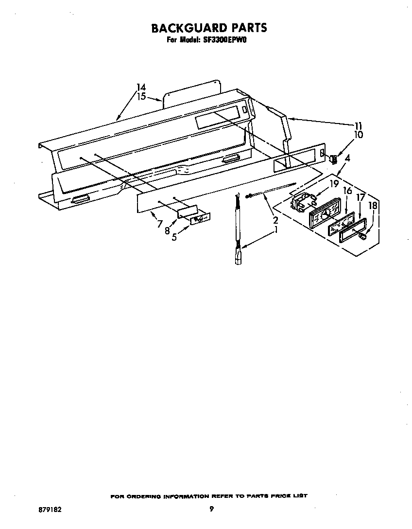 Whirlpool SF3300EPW0 backguard diagram