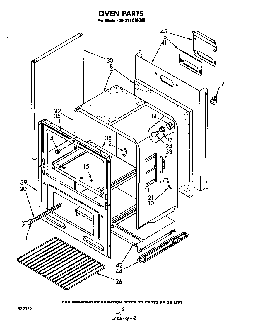 Whirlpool SF3110SKN0 oven diagram