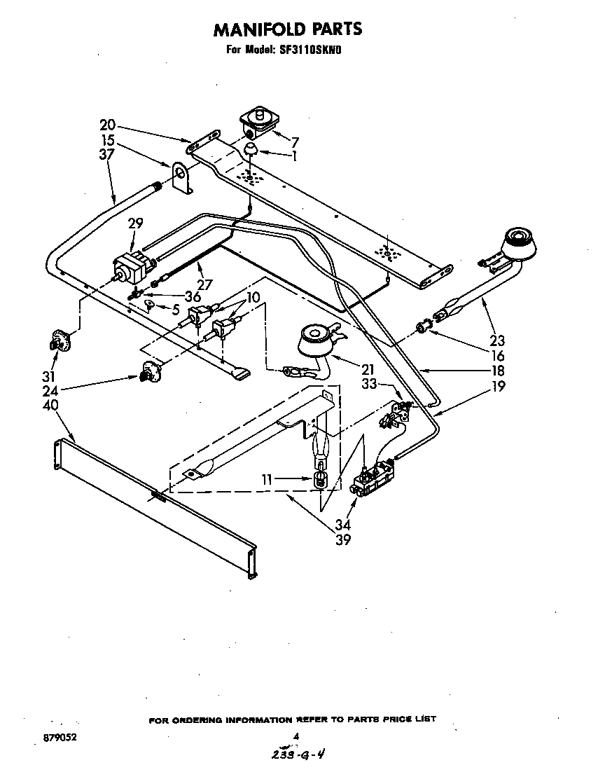 Whirlpool SF3110SKN0 manifold diagram