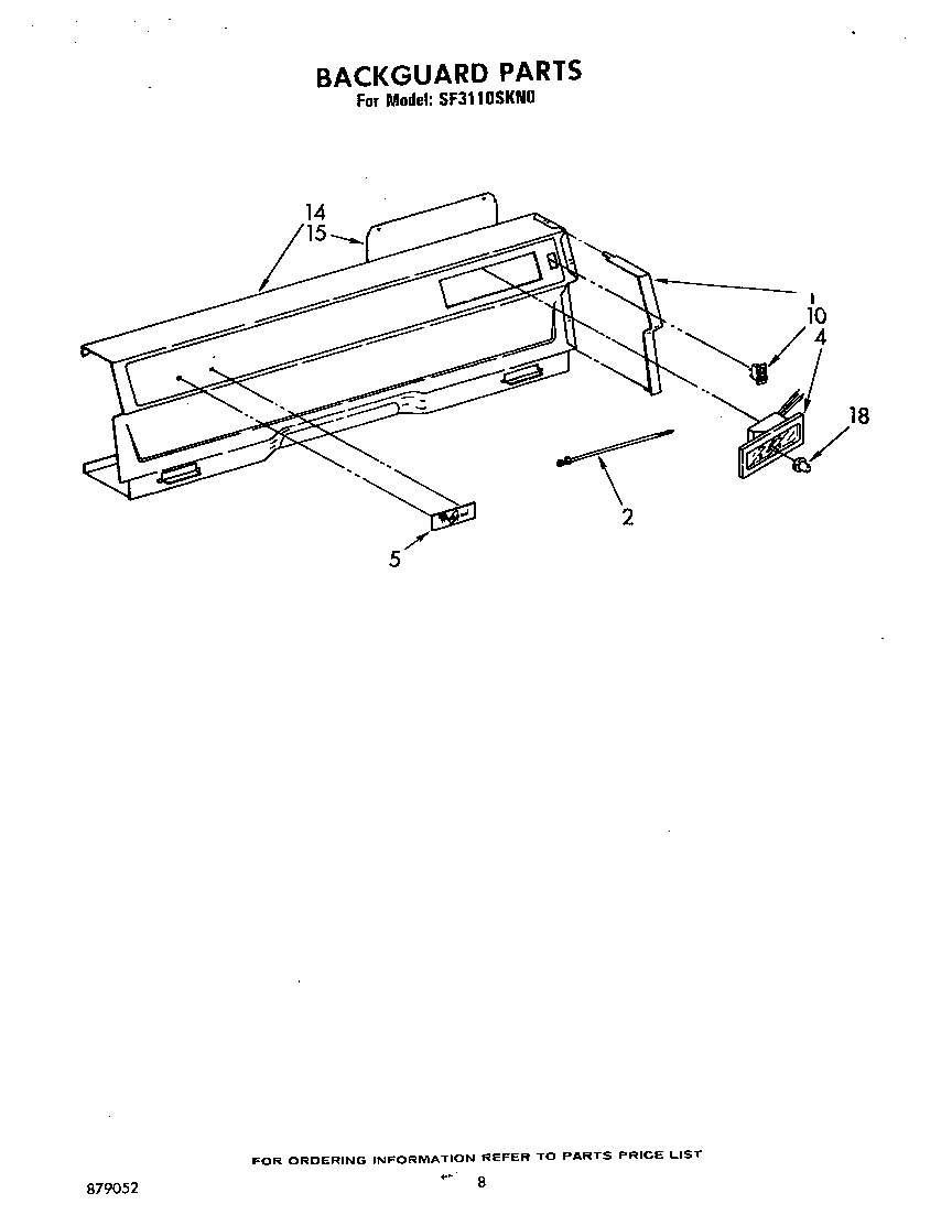 Whirlpool SF3110SKN0 backguard diagram