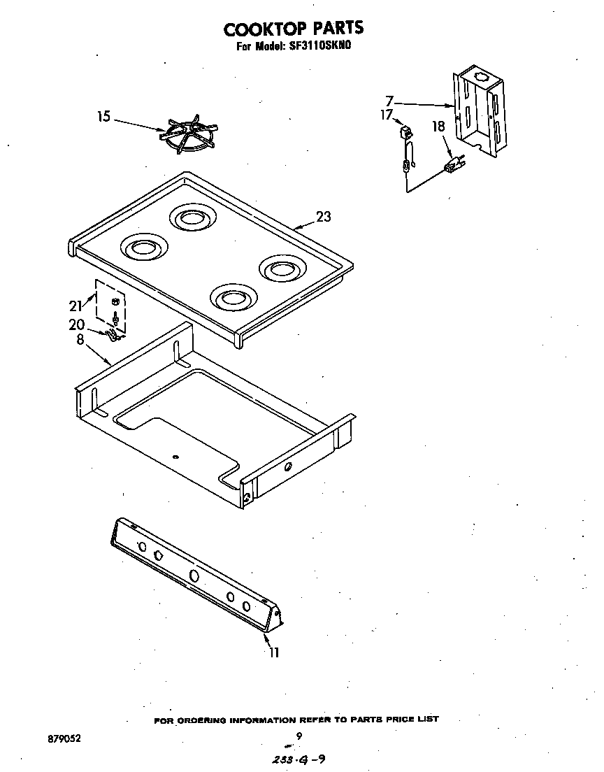 Whirlpool SF3110SKN0 cook top diagram