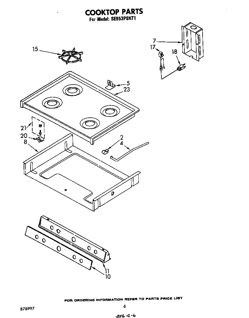 Whirlpool SE953PSKT1 cook top diagram