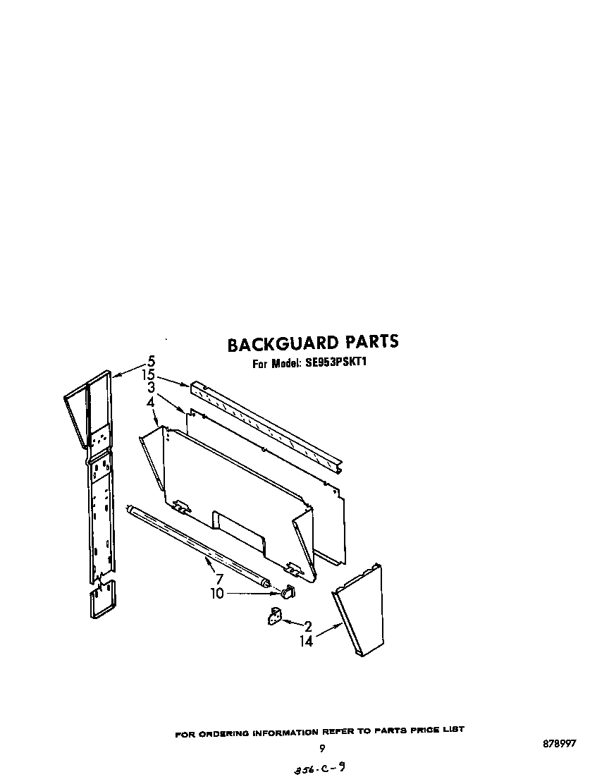 Whirlpool SE953PSKT1 backguard diagram