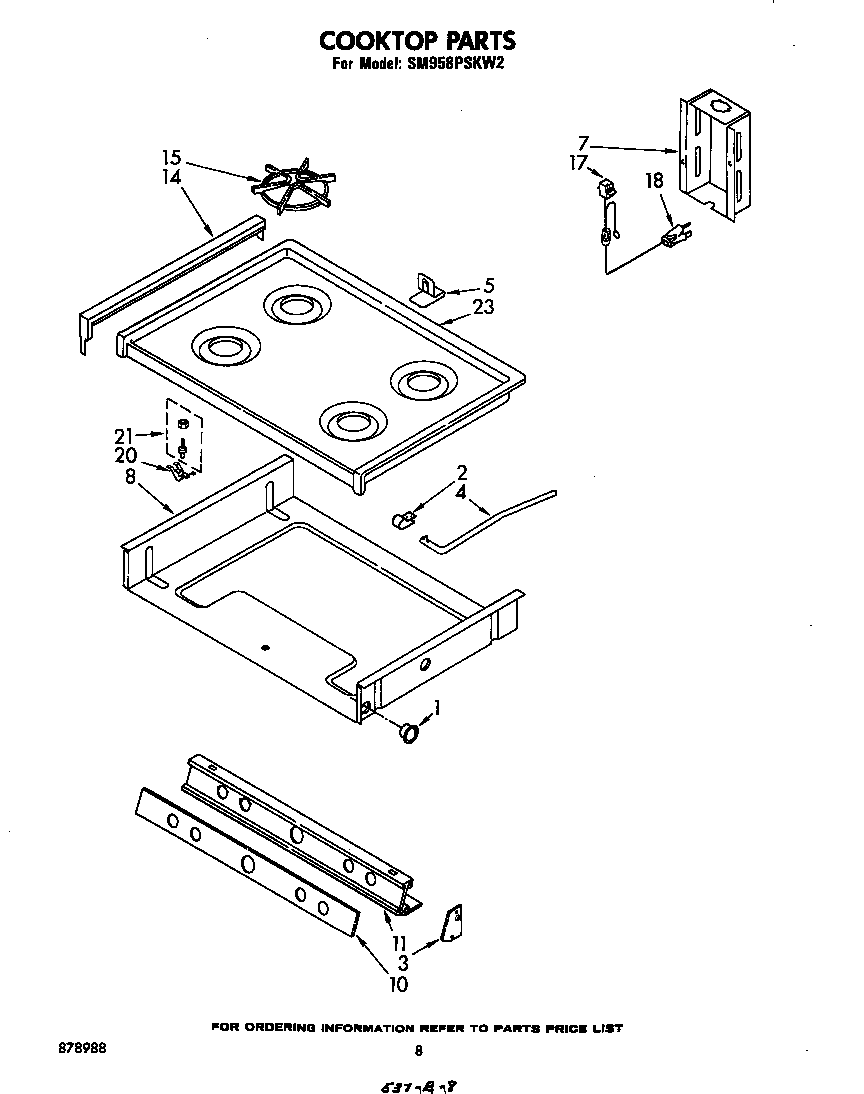 Whirlpool SM958PSKW2 cook top diagram
