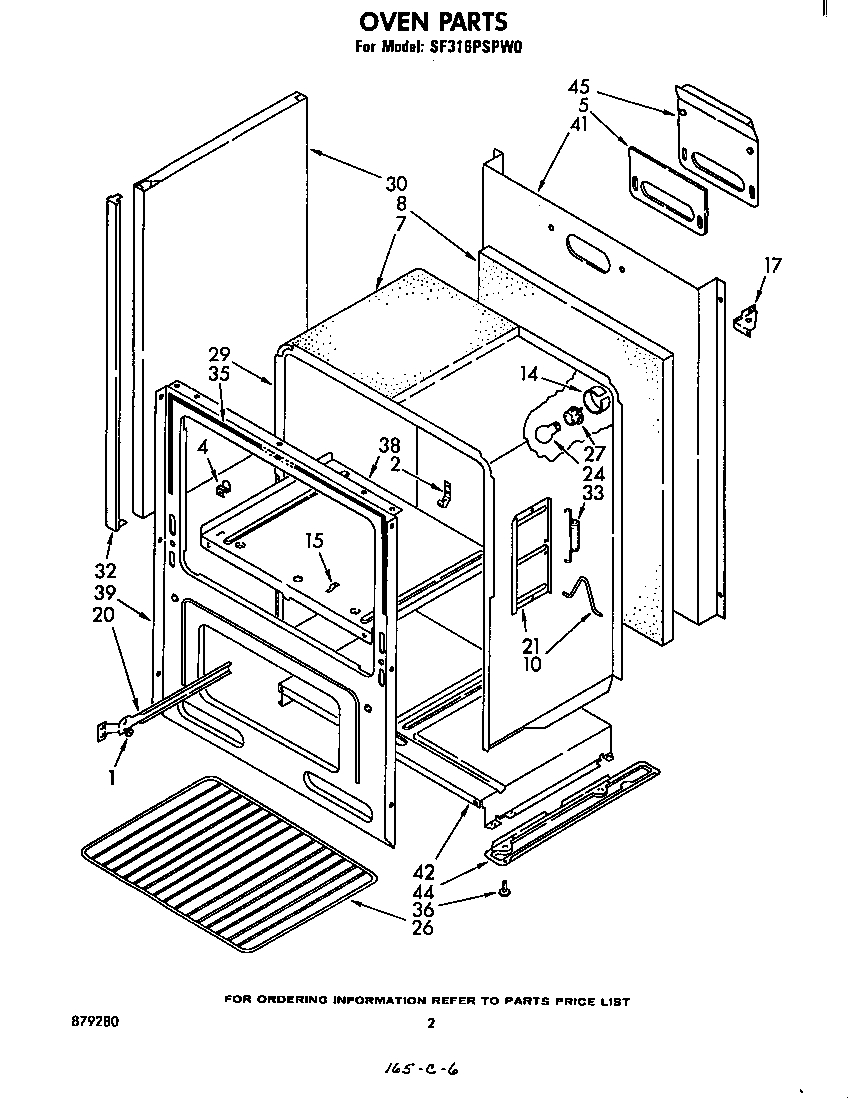 Whirlpool SF316PSPW0 oven diagram