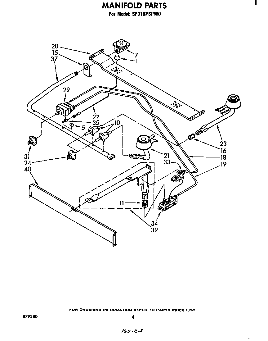 Whirlpool SF316PSPW0 manifold diagram